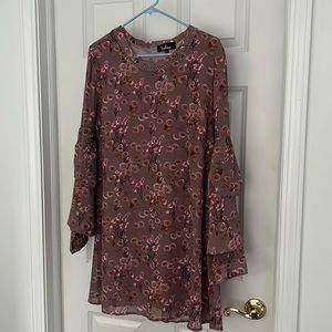 Lulus floral print tiered flounce sleeve mini dress